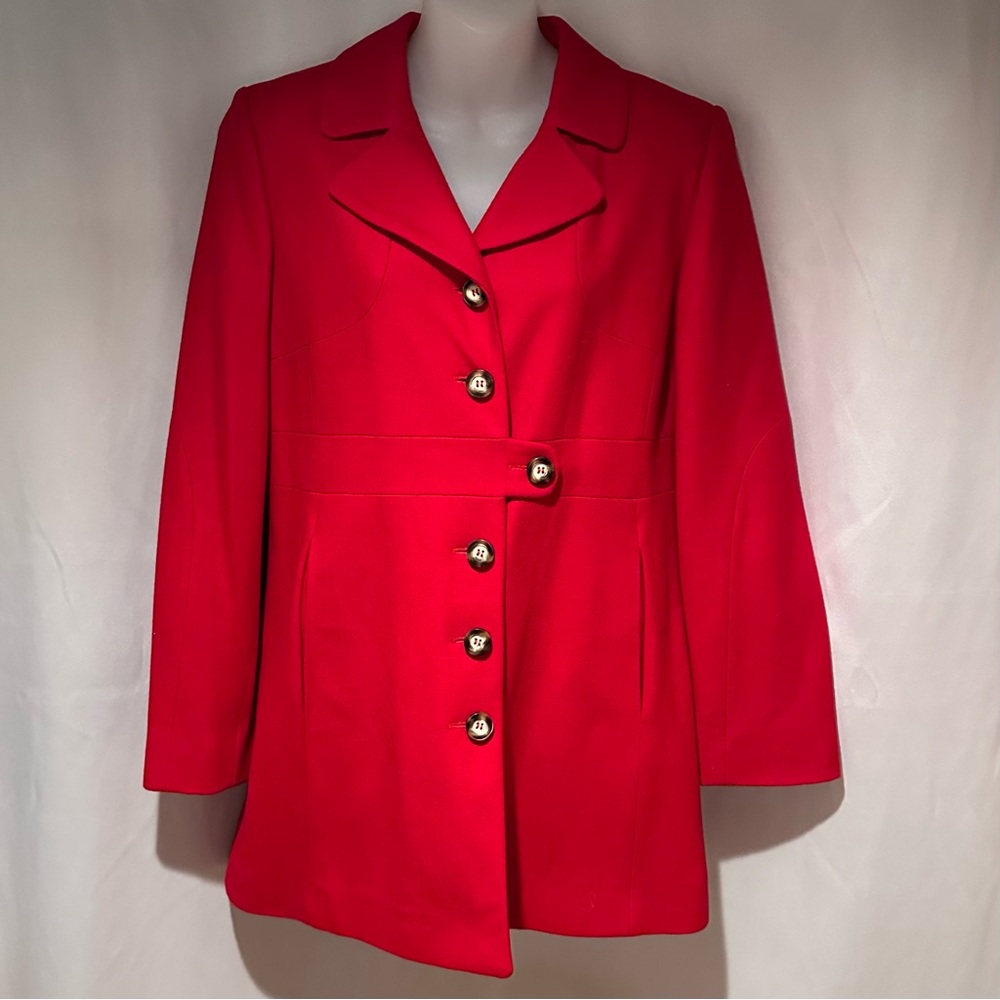 Vintage Women's Stunning Red Wool Blend Blazer Coat Size 4